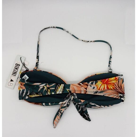 NEW Bikini Lab Tropical bandeau bikini‎ top, Teal, Medium - Picture 5 of 11